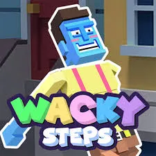 Wacky Steps obstacle course gameplay with ragdoll-like character physics and absurd challenges